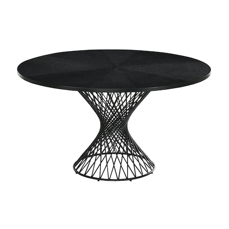 Armen Living Cirque 54" Round Black Wood and Metal Pedestal Dining Table LCCQDIBL